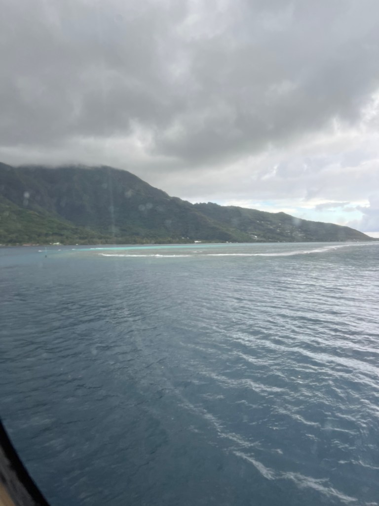 An image of the island of Moorea taken from a ferry.