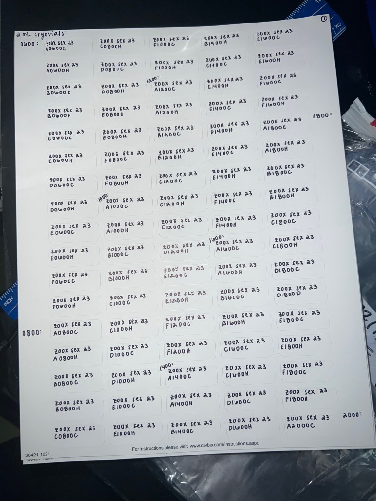 A sheet of sticker labels