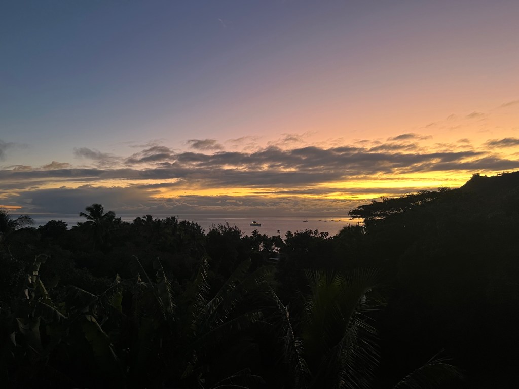 An ocean view of the sunrise